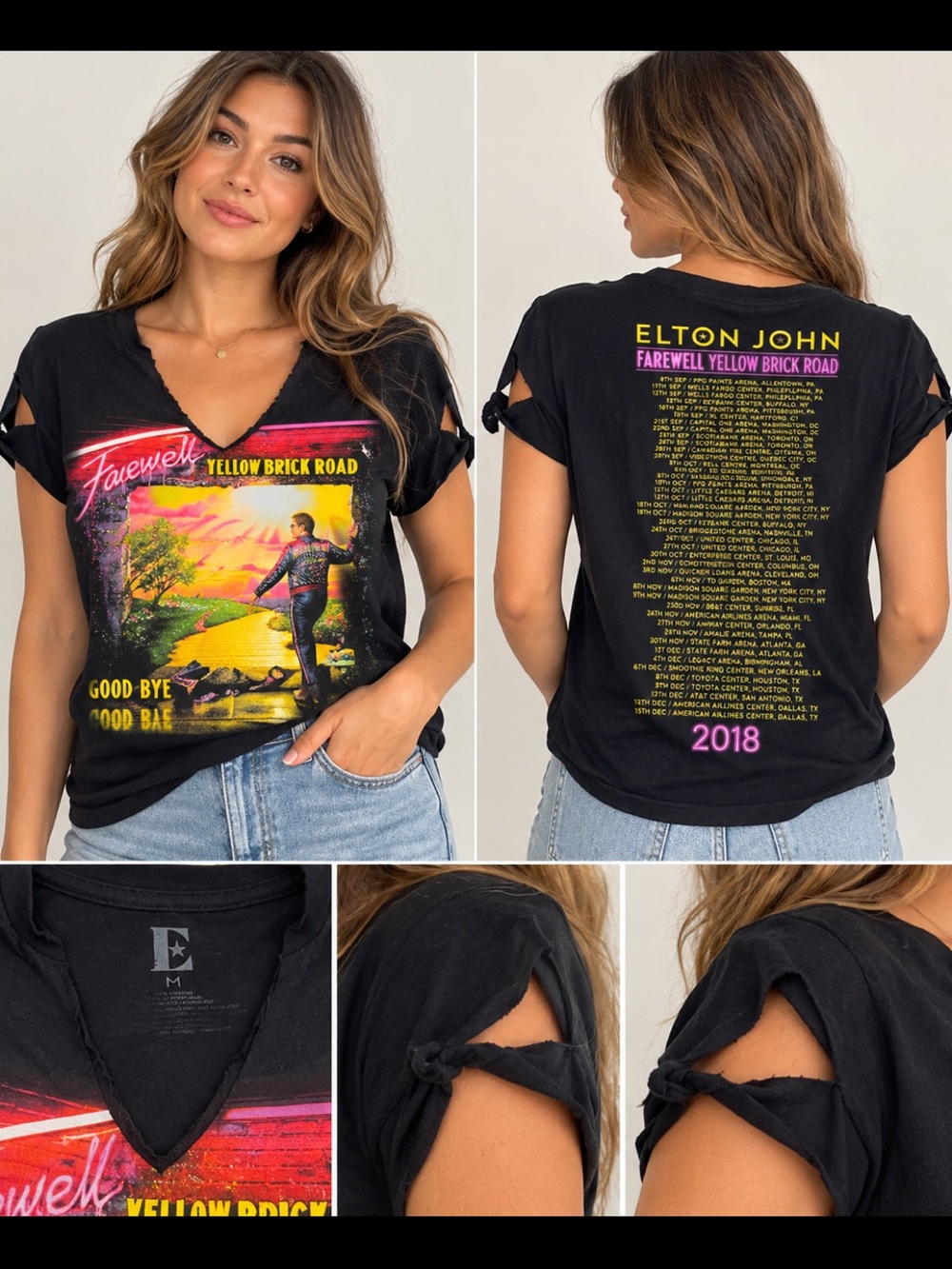Elton John Farewell Yellow Brick Road 2018 Distressed Tour Tee M
